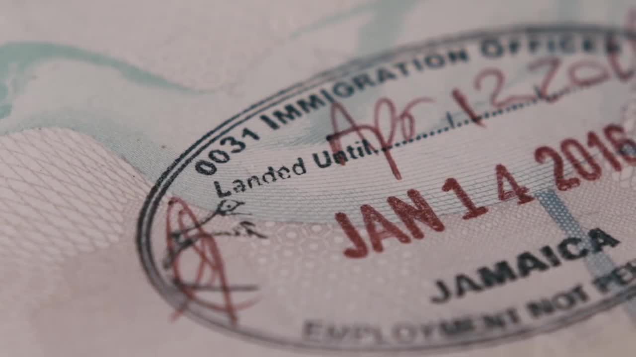 Immigration Stamp From Jamaica Stock Video Motion Array