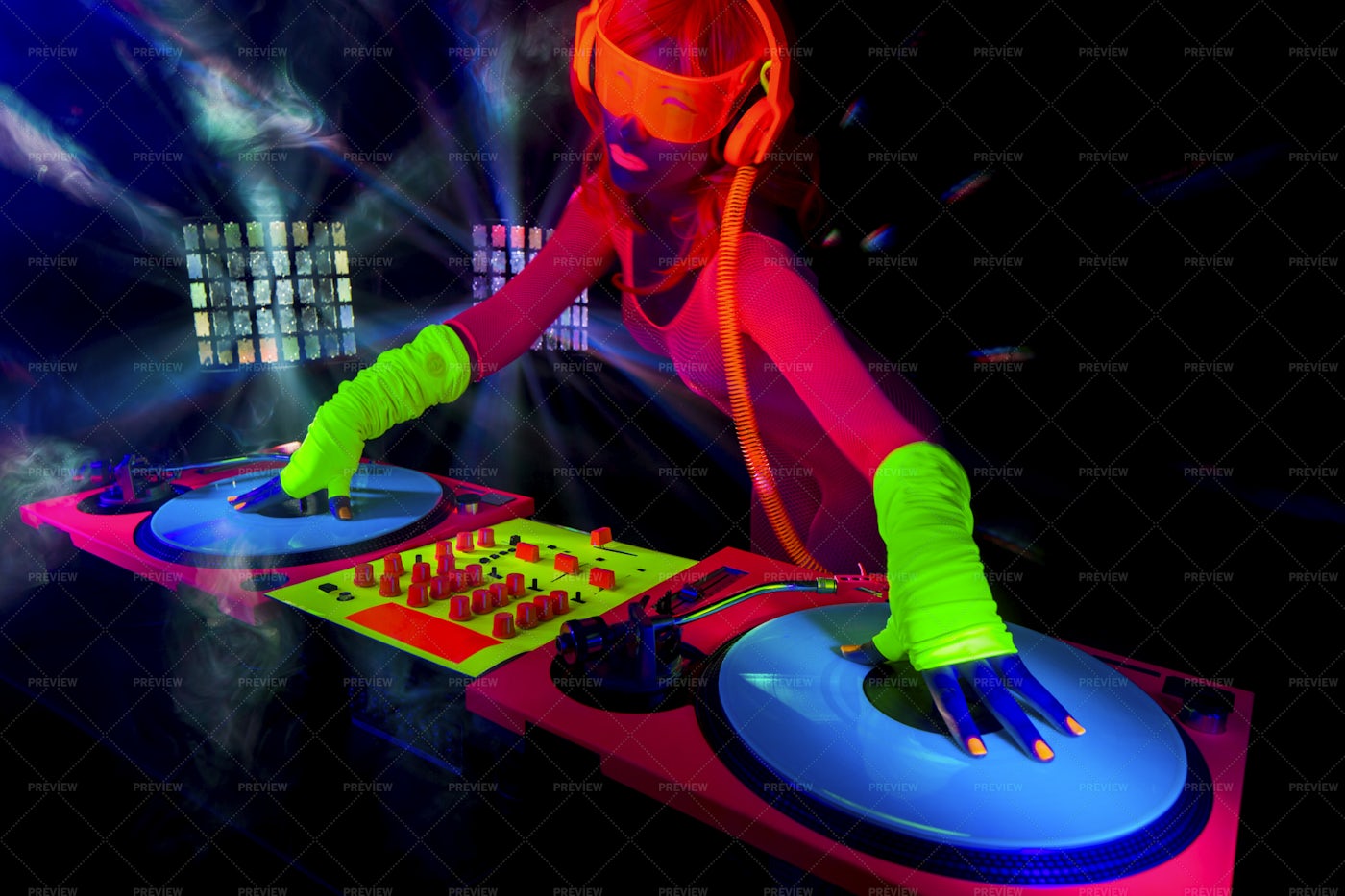 A Neon DJ: Stock Photos