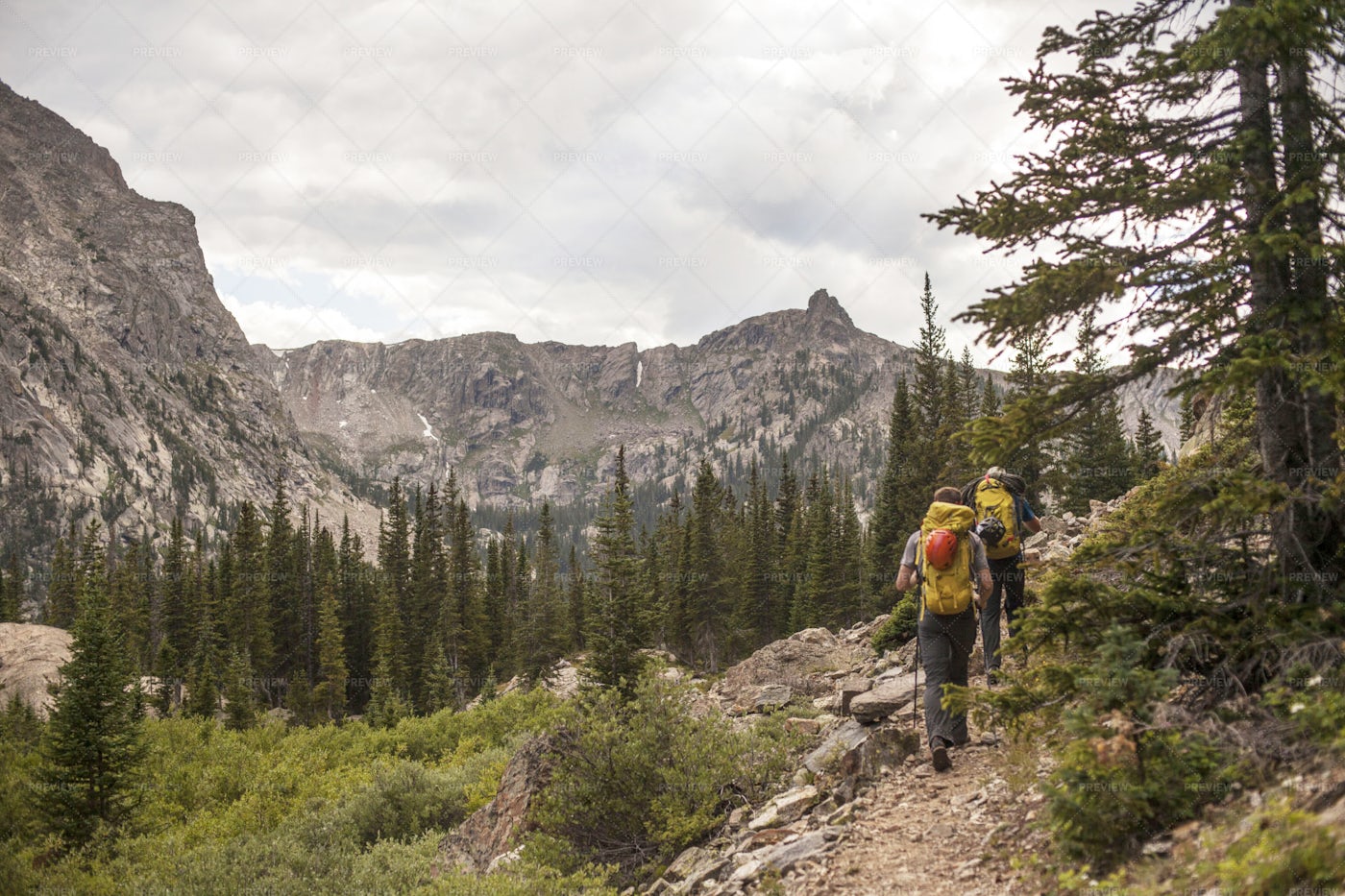 Backpacking Through Mountains: Stock Photos