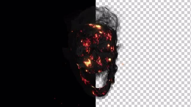 Smoldering Smoking Skull With Alpha Channel: Stock Motion Graphics