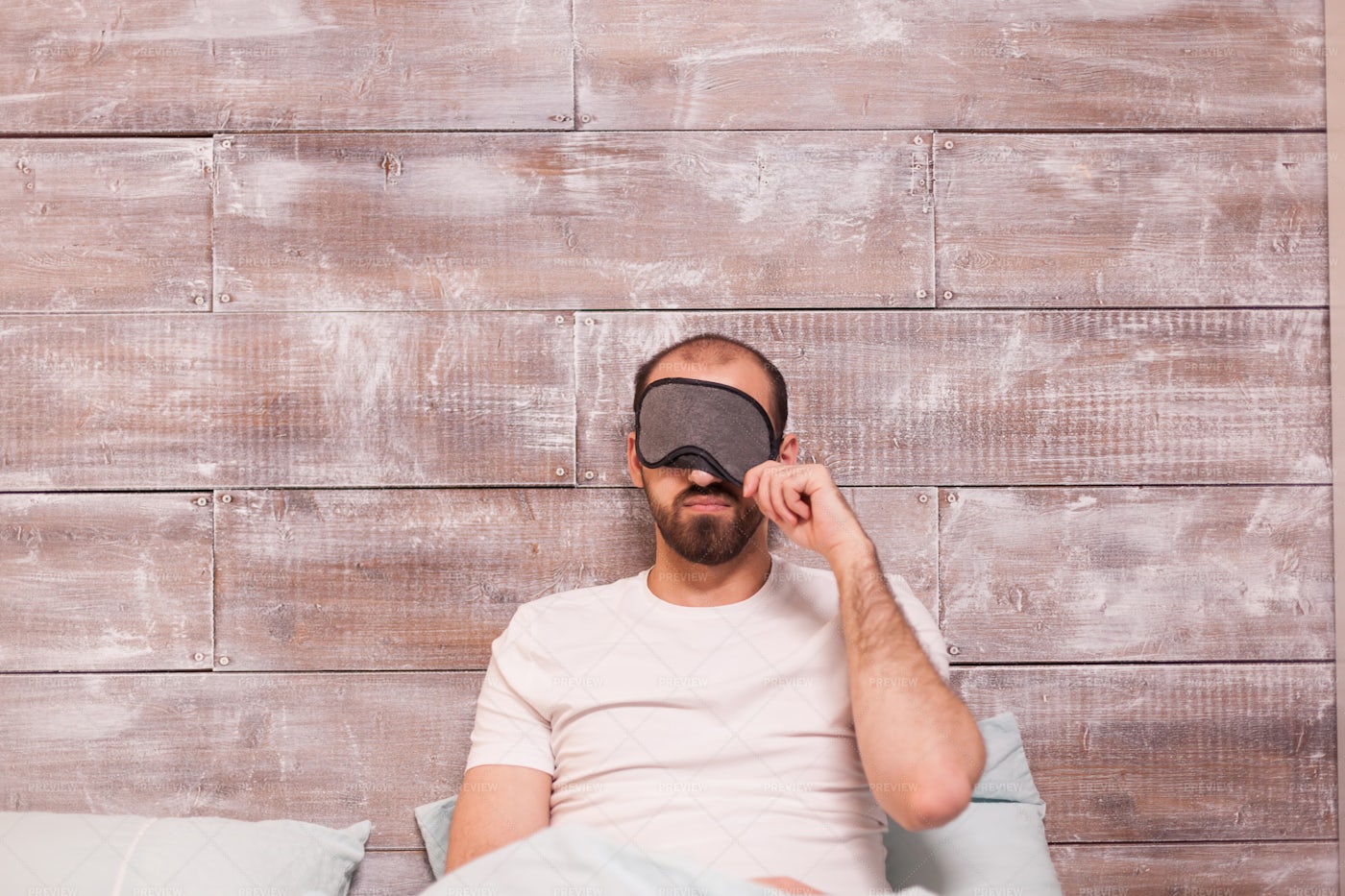 Pulling Sleep Mask: Stock Photos