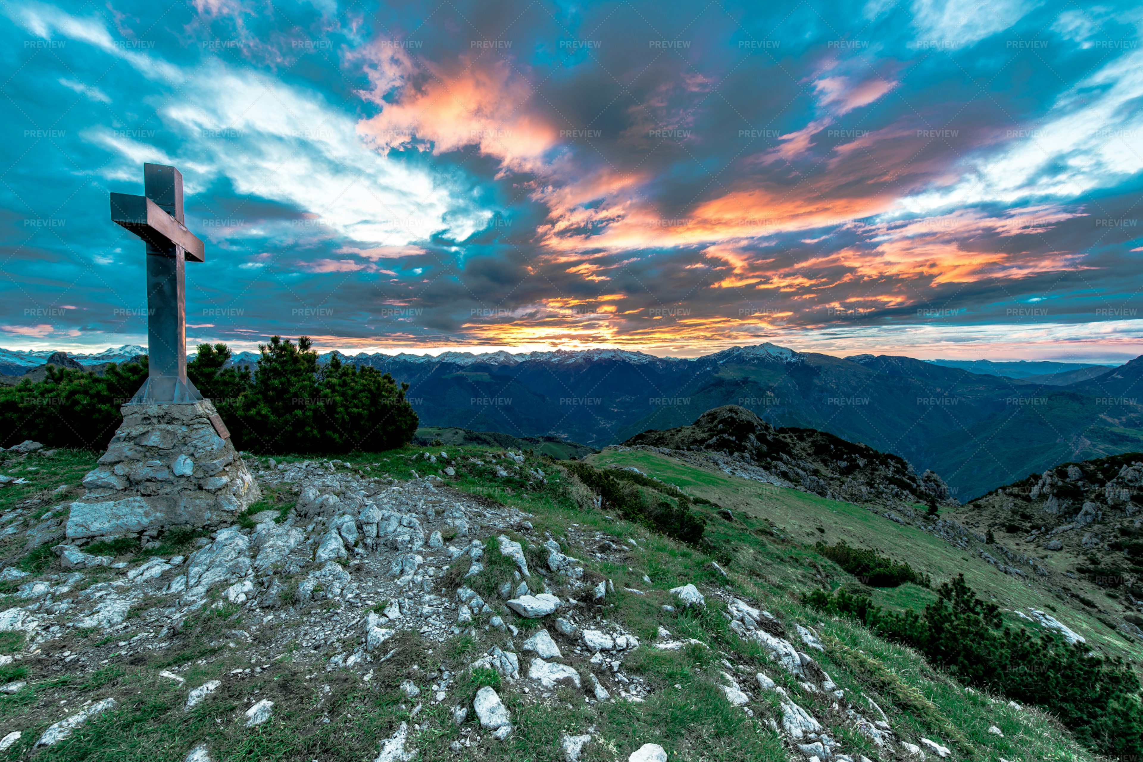 Grave On The Hill - Stock Photos | Motion Array