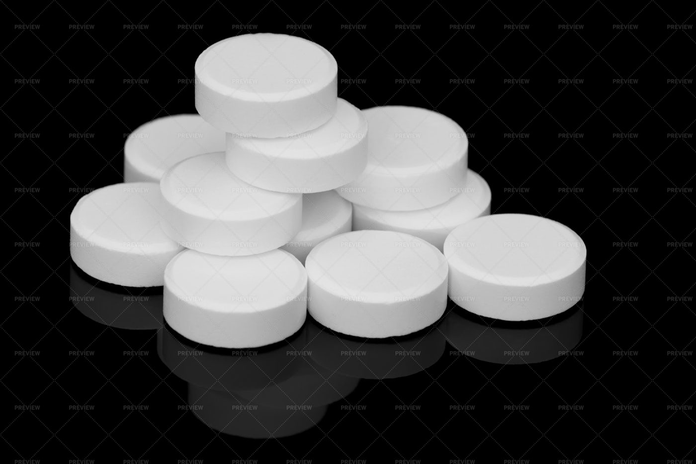 White Pills Stacked: Stock Photos