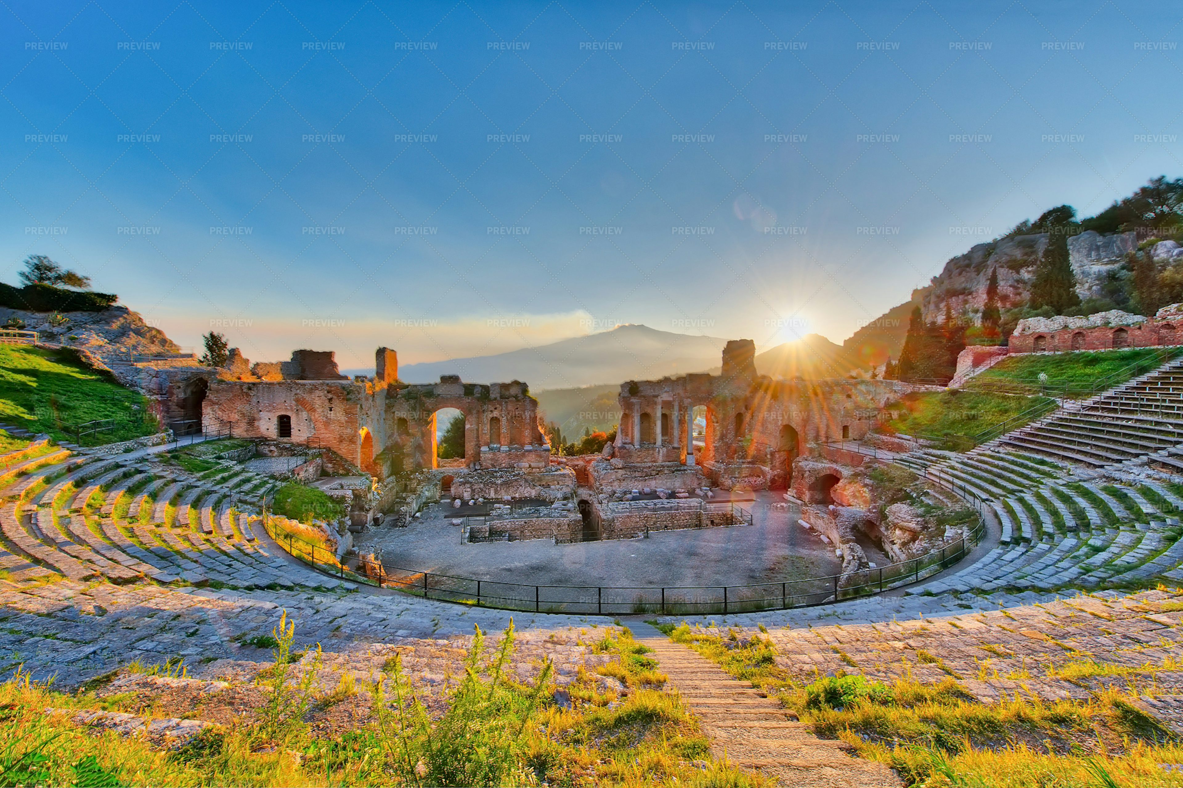 Ancient Theatre Of Taormina Stock Photos Motion Array