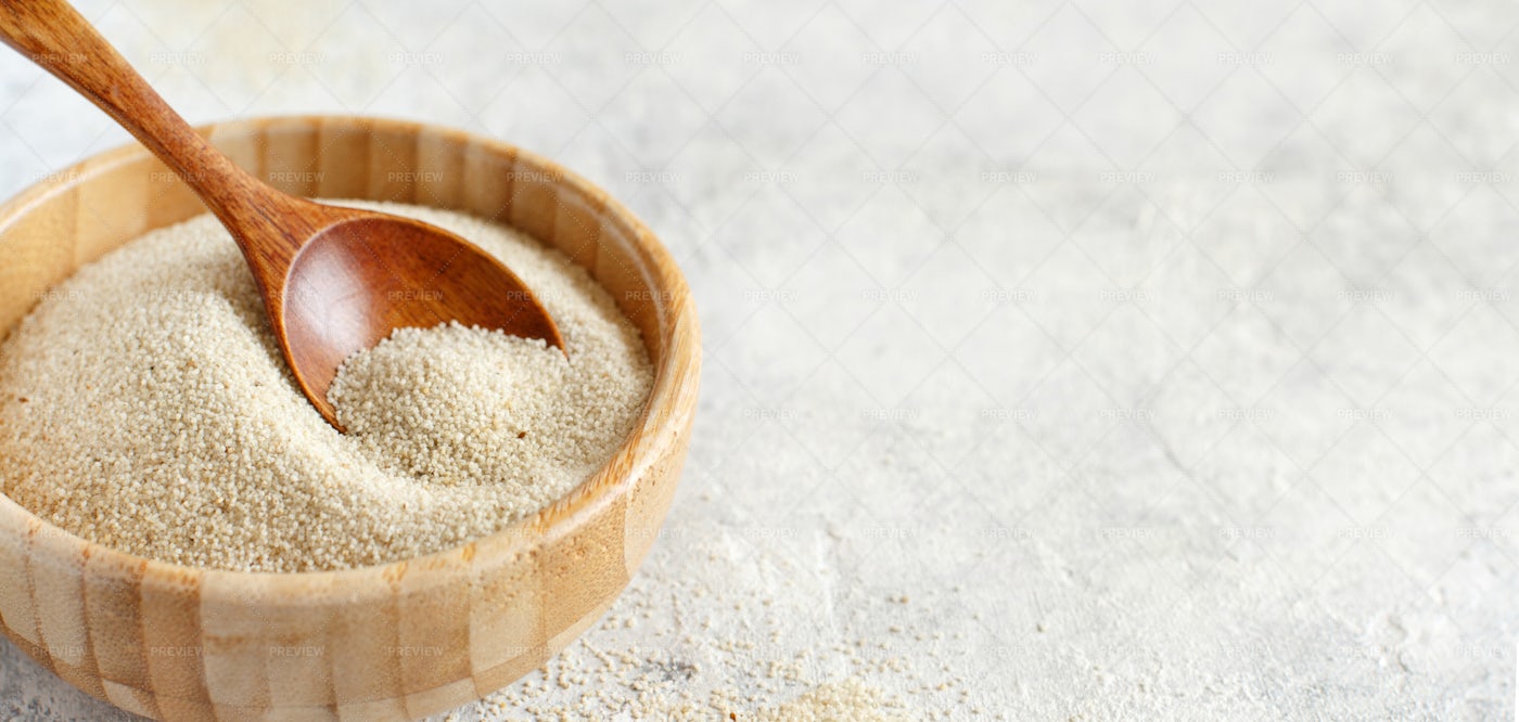 Spoonful Of Fonio Seeds: Stock Photos