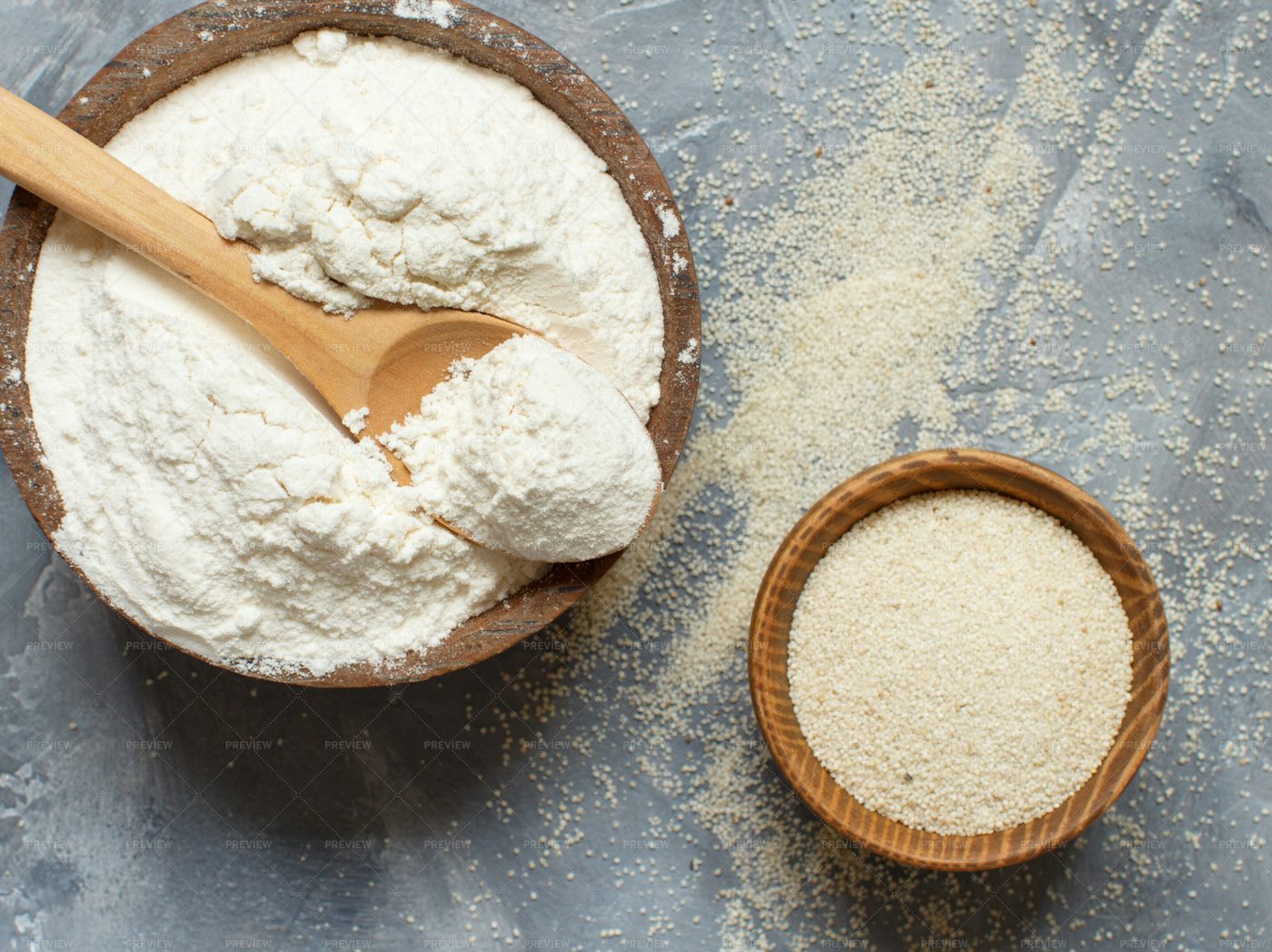 Bowls Of Fonio Flour And Seeds - Stock Photos | Motion Array