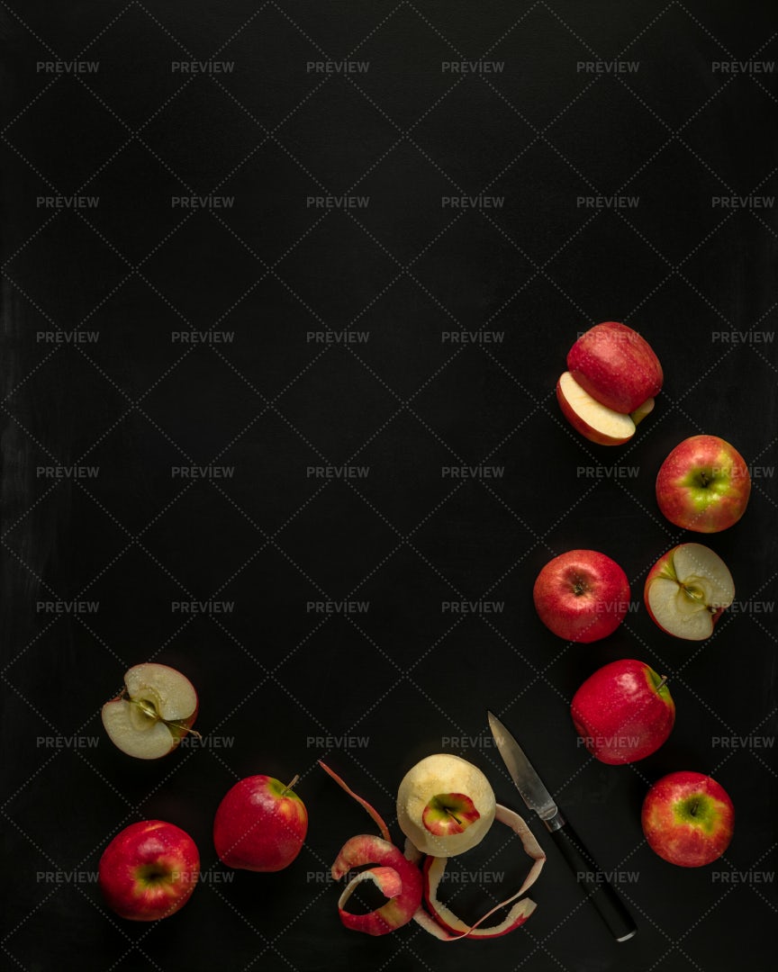 Red Apples On Black: Stock Photos
