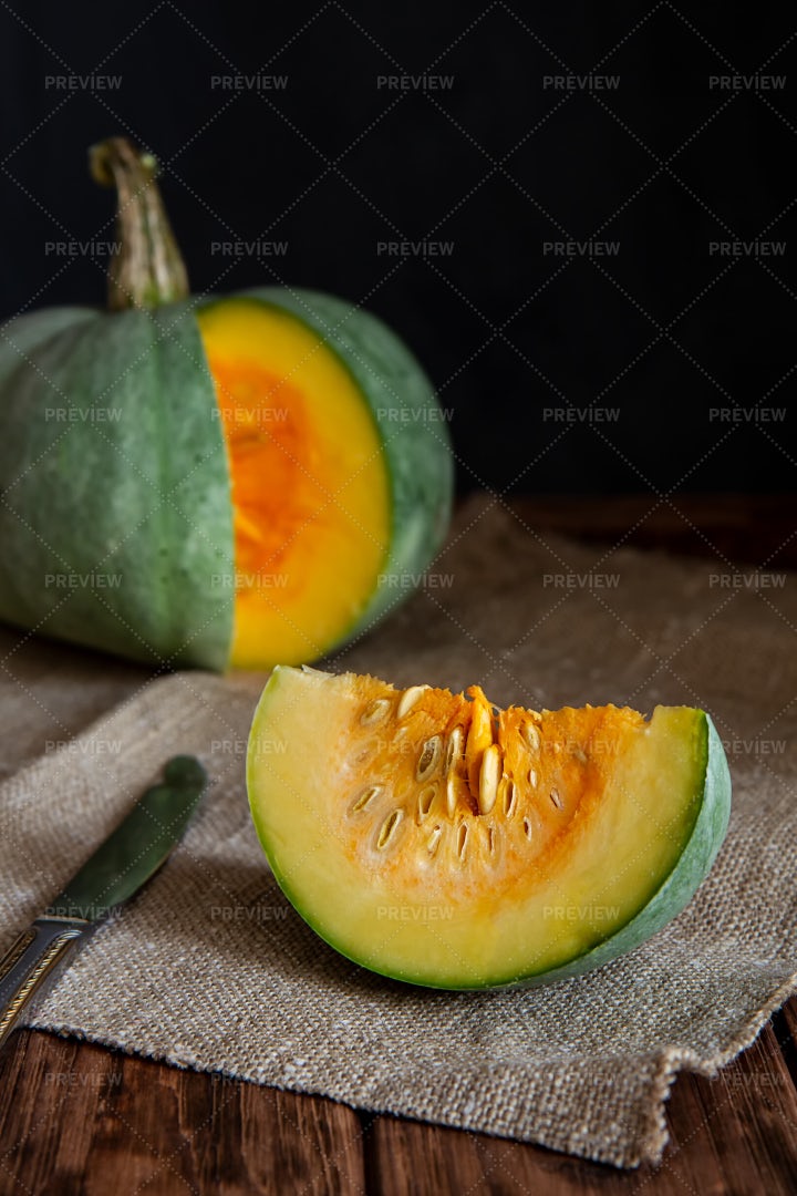 A Sliced Pumpkin: Stock Photos
