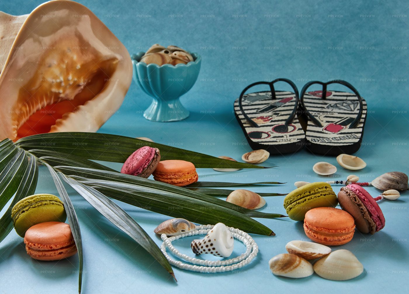 Beach Accessories And Snacks: Stock Photos
