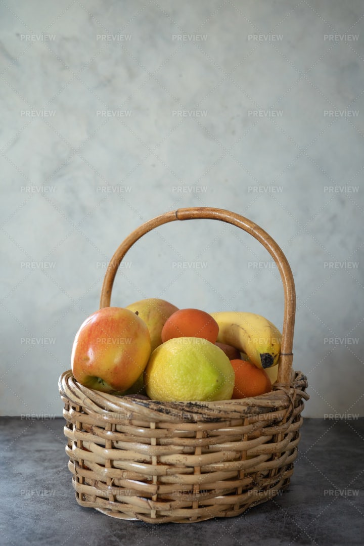 Bucket Of Garden Fruits: Stock Photos