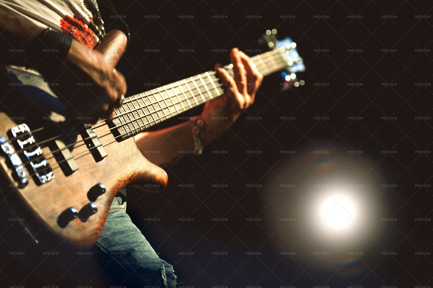 Bass Guitar Performance: Stock Photos