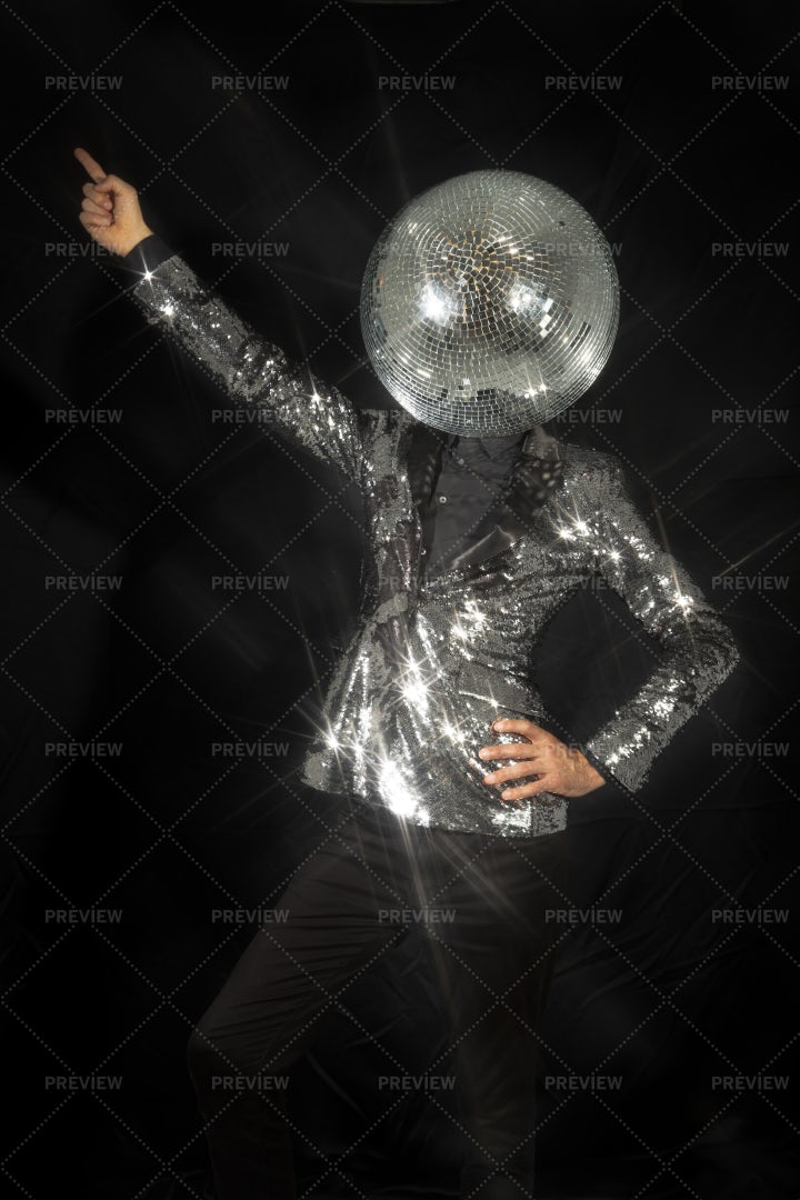 Dancer With Discoball As Head: Stock Photos