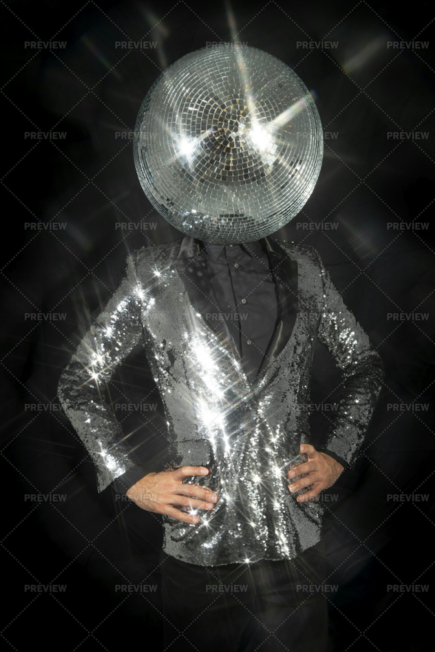 Man With Discoball As Head - Stock Photos | Motion Array