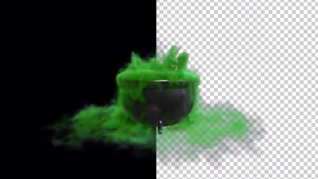 Witch Cauldron With Green Smokey Liquid: Stock Motion Graphics