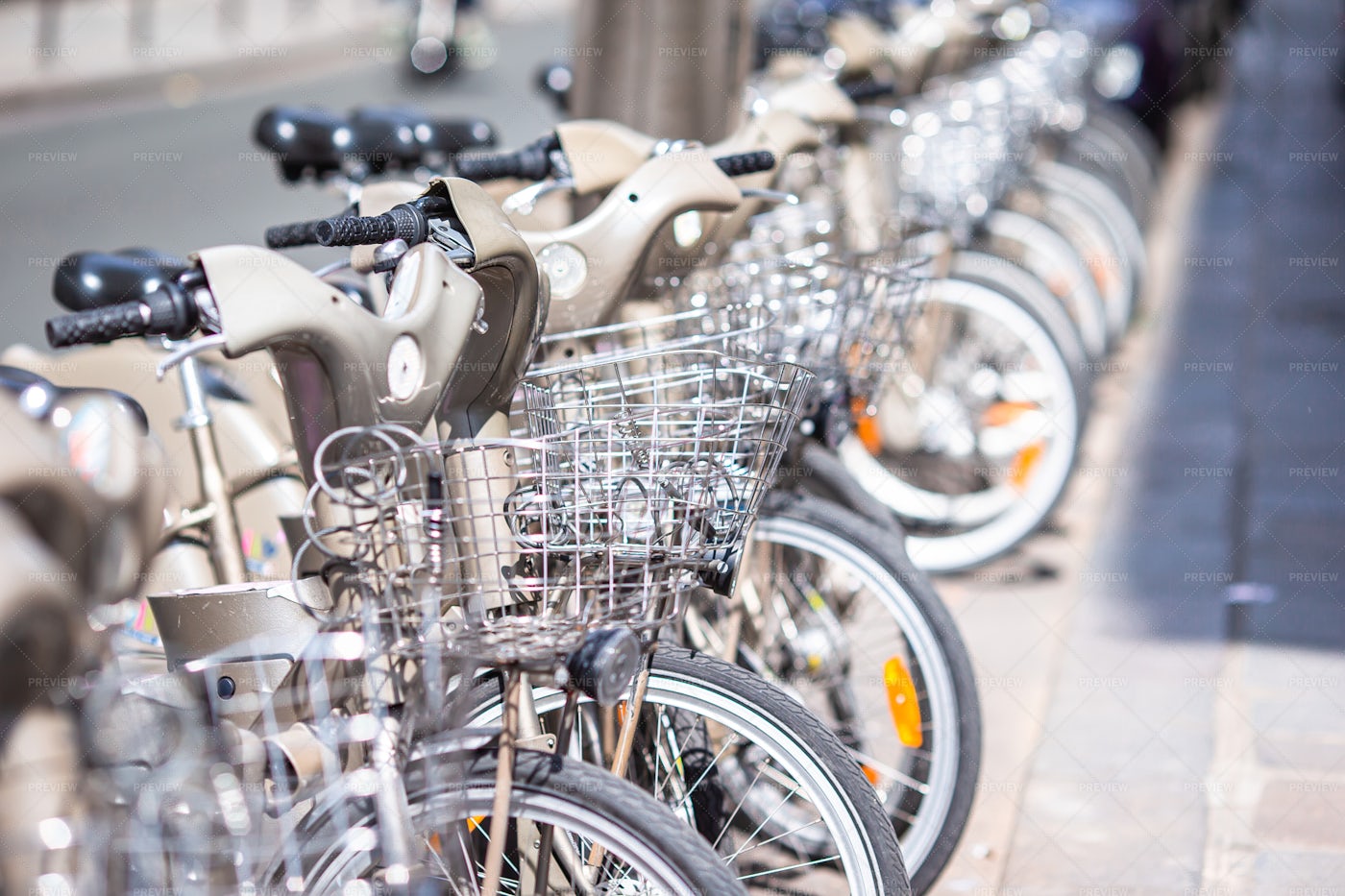 Bikes In A Row: Stock Photos