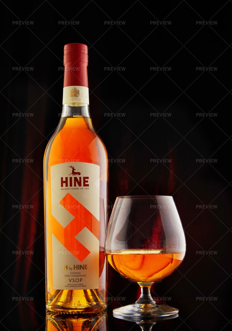 Hine Cognac With A Glass: Stock Photos