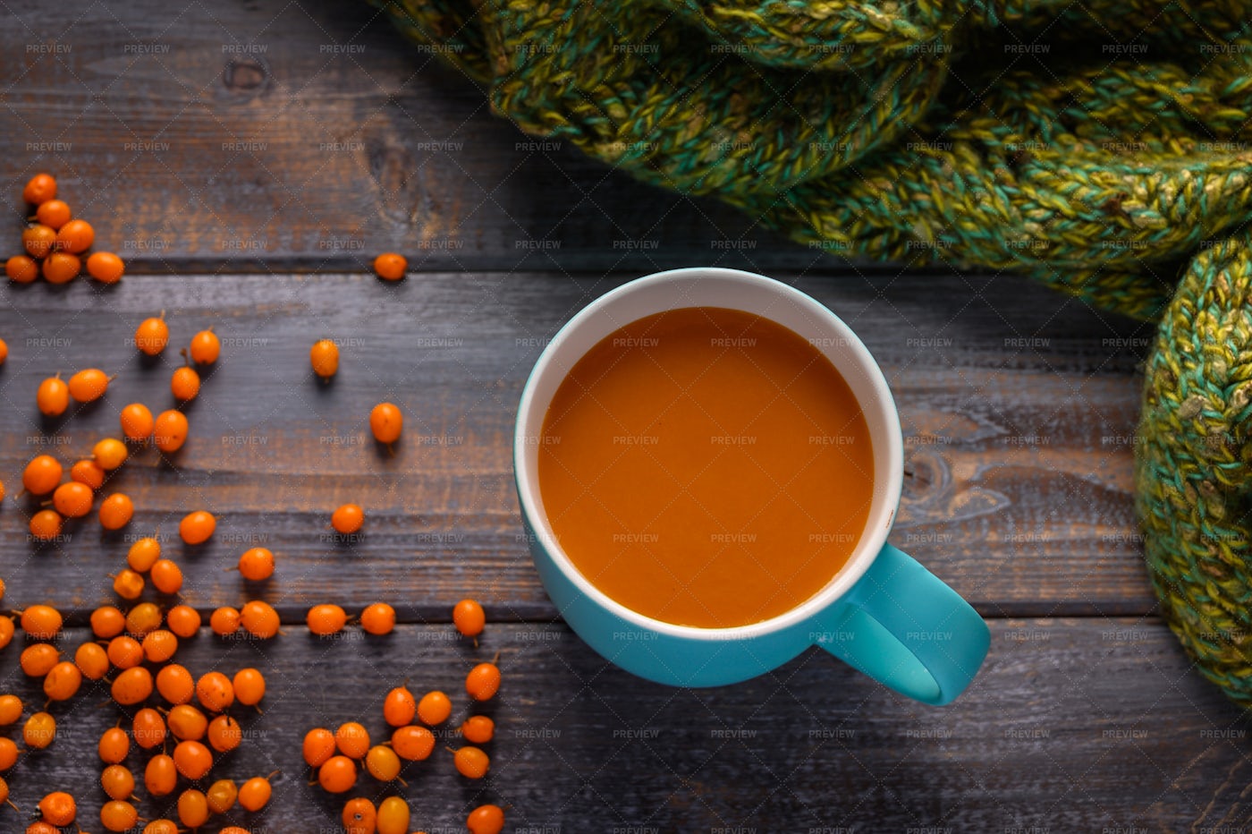Juice And Warm Scarf: Stock Photos