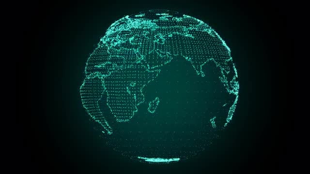 Digital Earth Rotating Green: Stock Motion Graphics