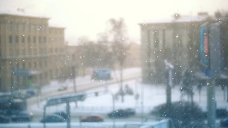 Snowfall In City: Stock Video