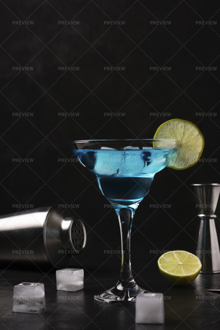 Blue Alcoholic Cocktail: Stock Photos