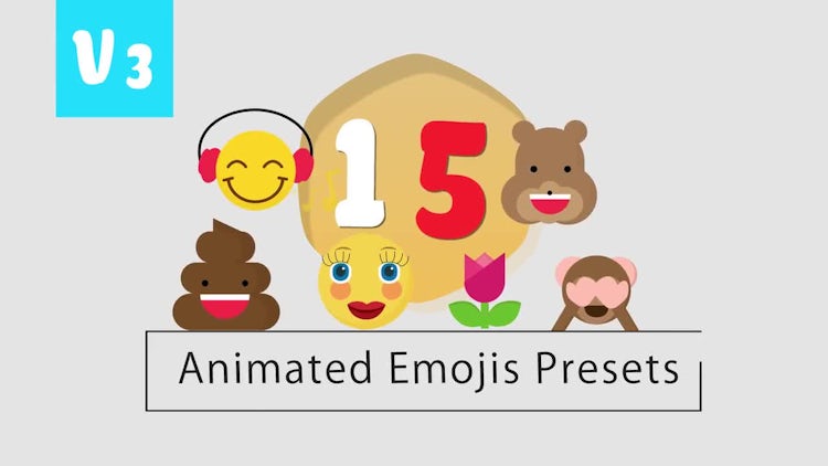 15 Animated Flat Emoji Presets V3: After Effects Templates
