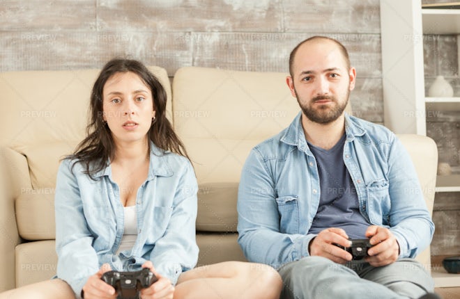 Couple playing games stock image. Image of girlfriend - 132760653