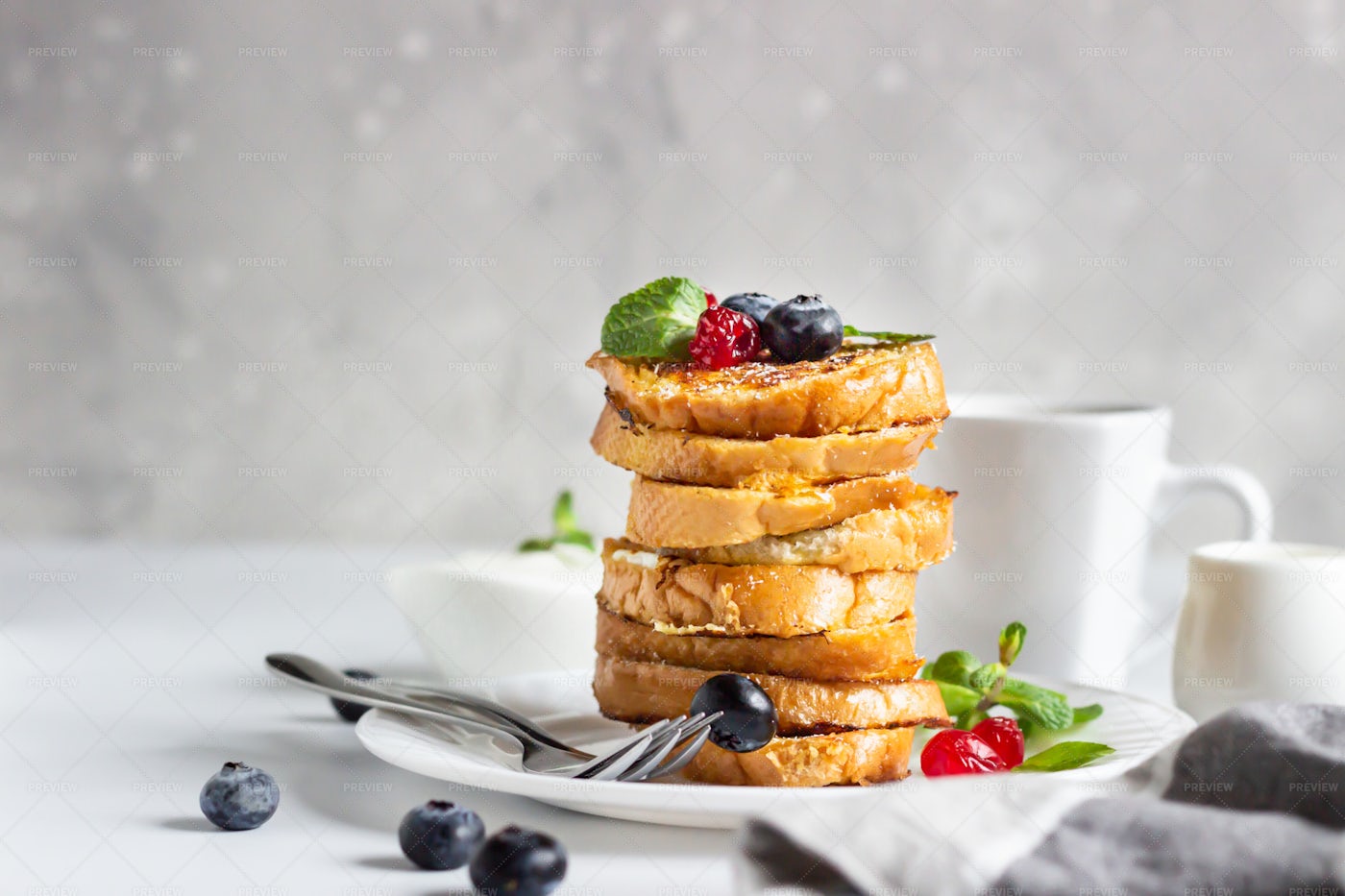 Toasts With Berries: Stock Photos