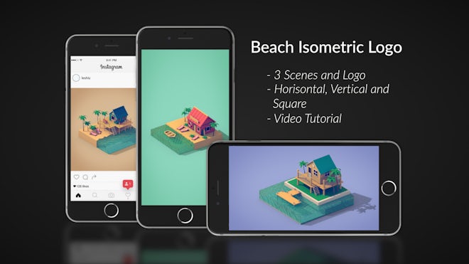 Beach Isometric Logo Freebies template preview