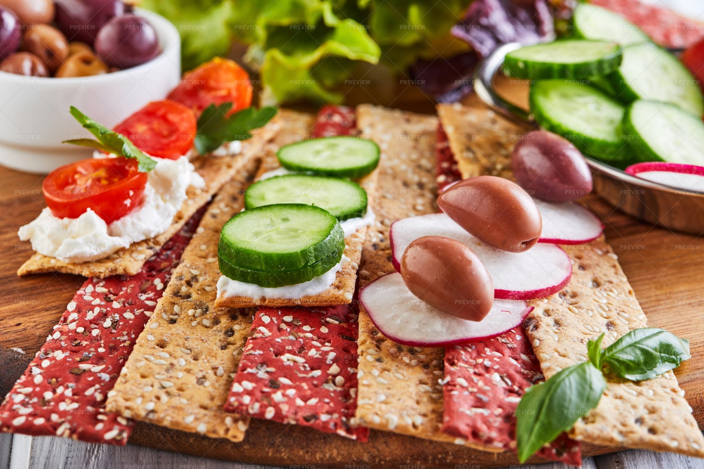 Crackers And Vegetables: Stock Photos