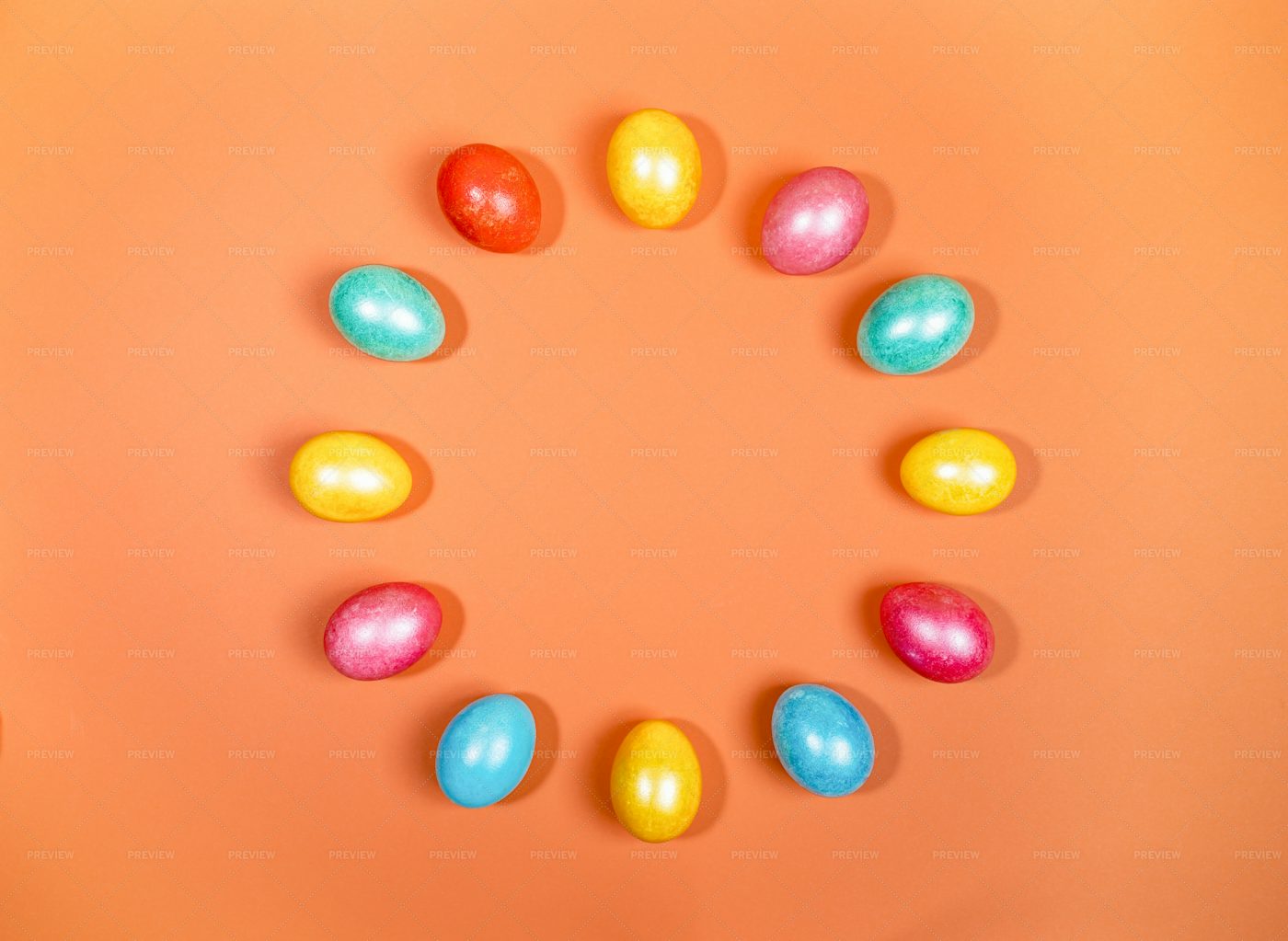 Colored Easter Eggs Circle: Stock Photos