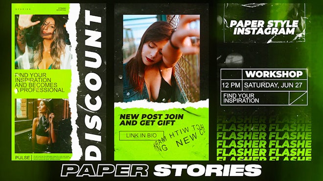 Paper Typography Stories Freebies template preview