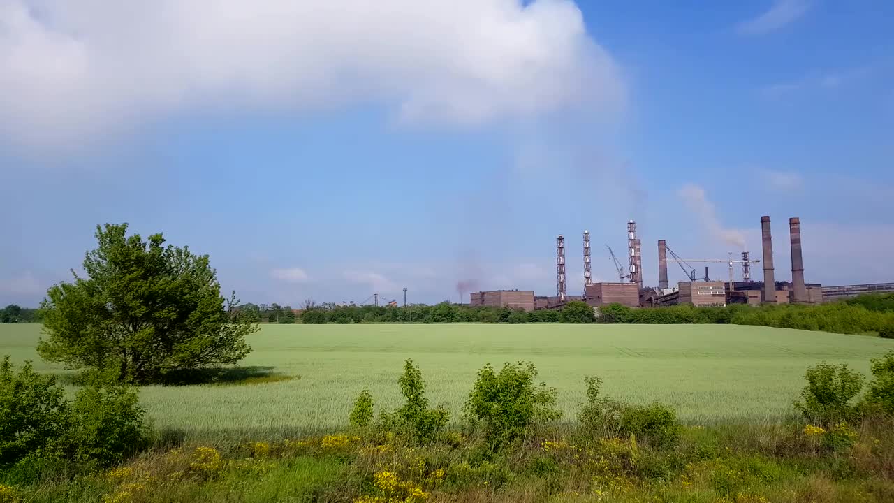 Industrial Factory In Field Stock Video Motion Array