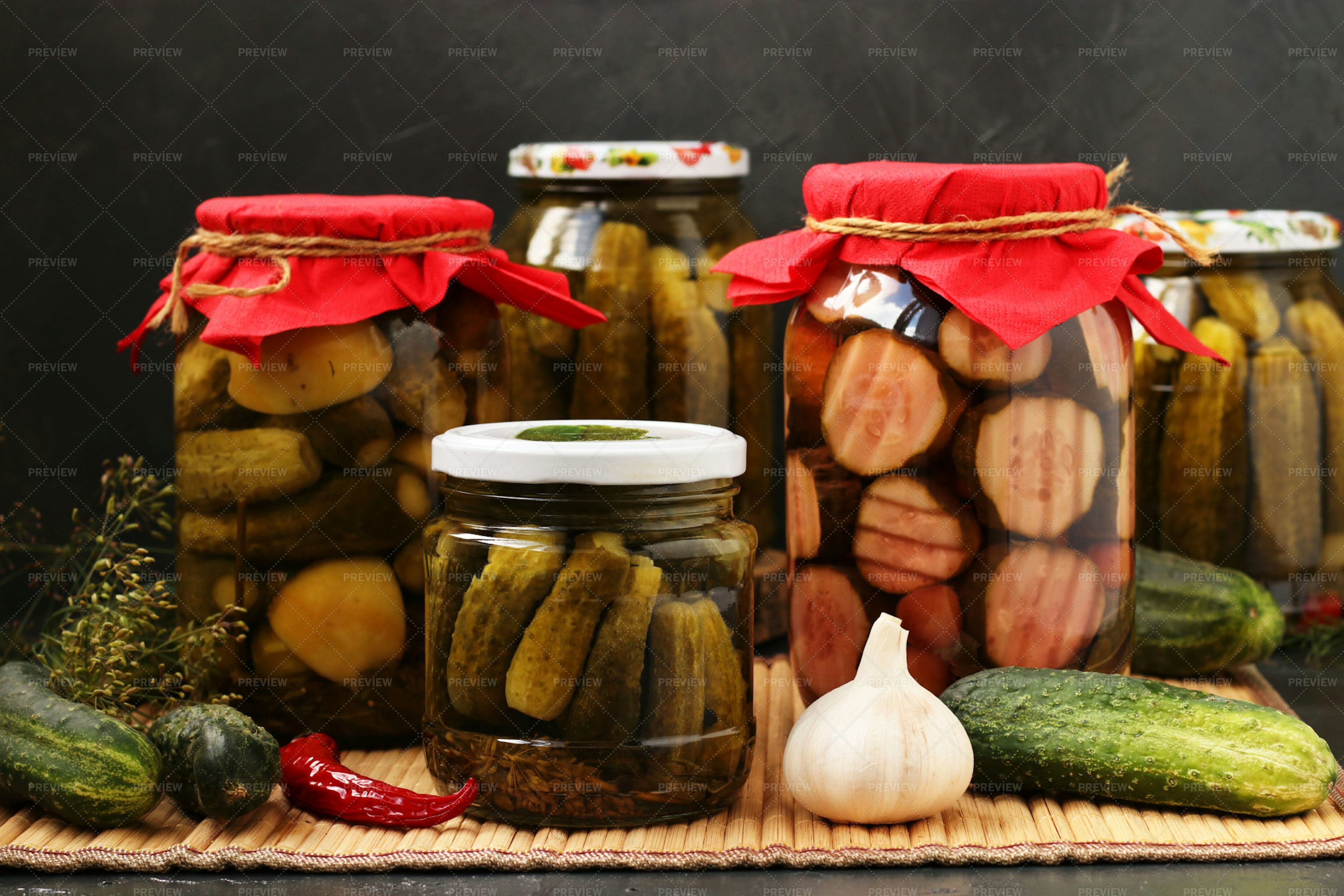 Jars Of Cucumbers - Stock Photos | Motion Array