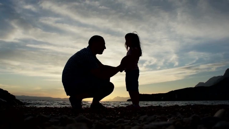 Father and daughter silhouette - Stock Video | Motion Array