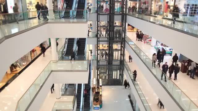 People Walk In Shopping Mall: Stock Video