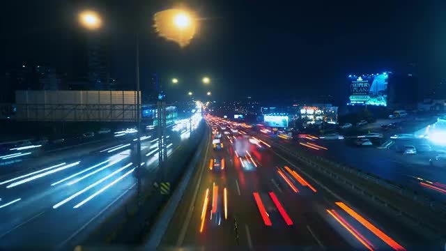 Traffic Time Lapse Lights Display: Stock Video