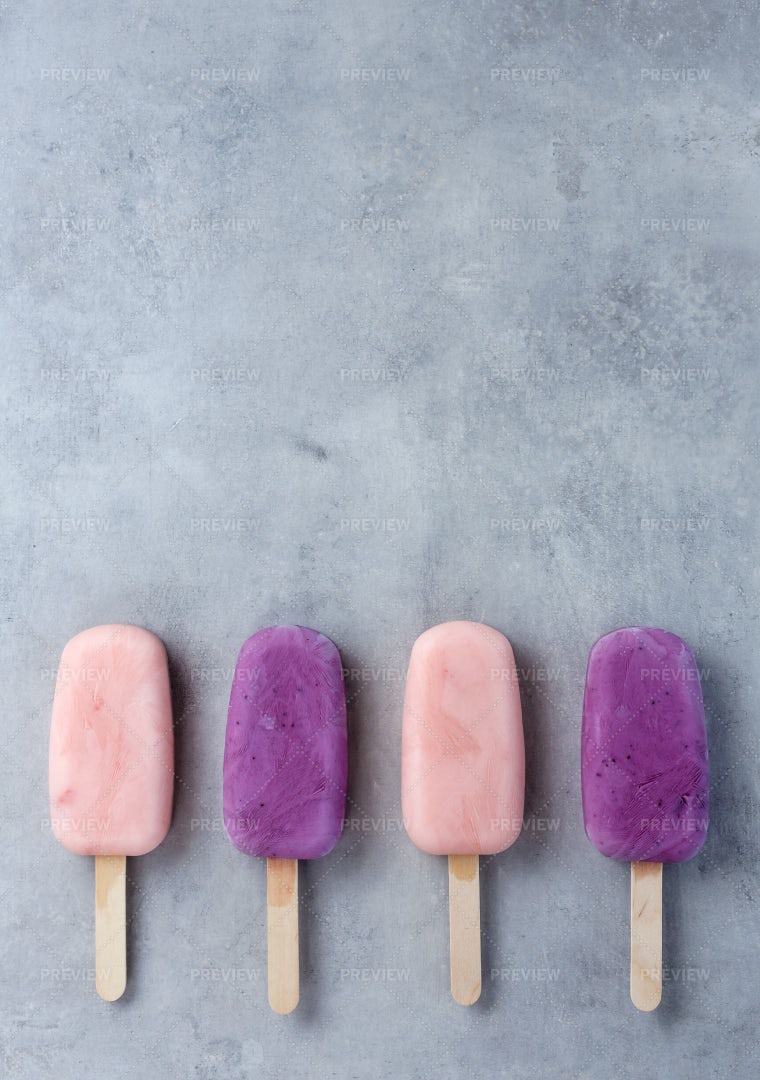 Pink And Purple Ice Creams: Stock Photos