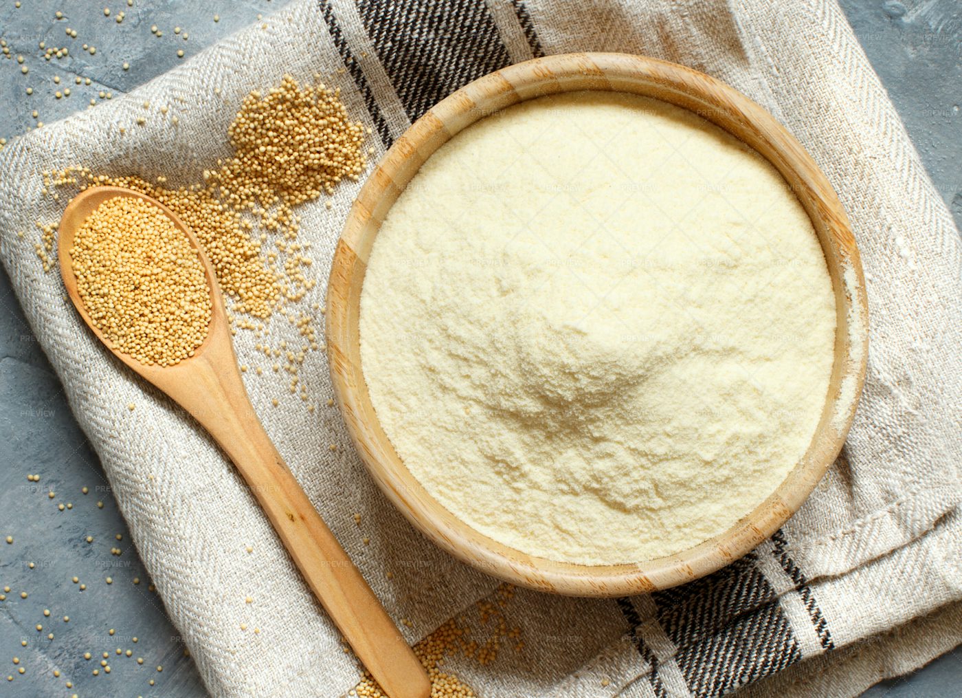 Raw Amaranth Flour And Seeds: Stock Photos