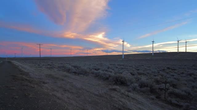 Wind Turbines During Sunset: Stock Video