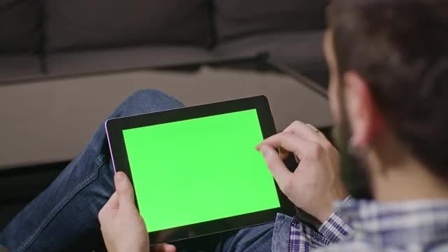 Green Screen Tablet Swiping: Stock Video