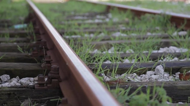Train Rail Closeup: Stock Video