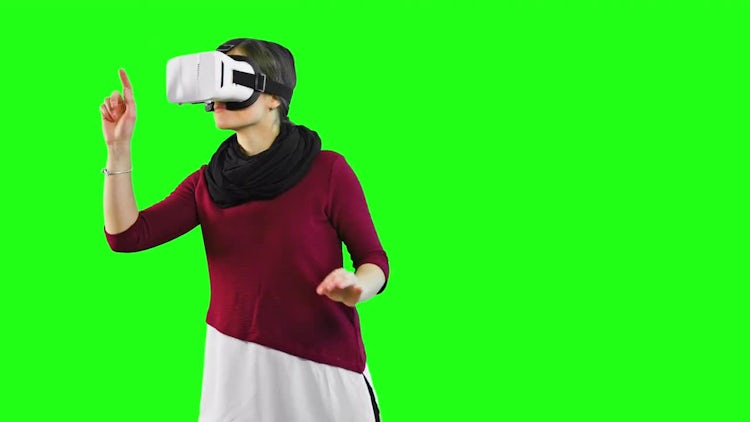 Woman Explores With VR Headset: Stock Video