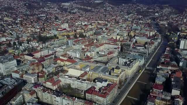 Sarajevo City Aerial View : Stock Video