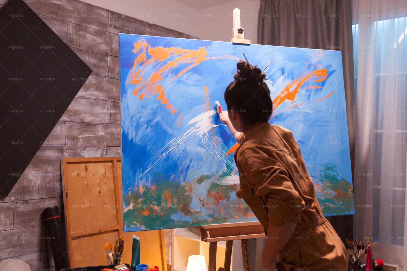 Skillful Woman Painter: Stock Photos