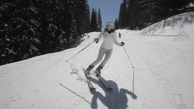 Skillful Female Skier: Stock Video