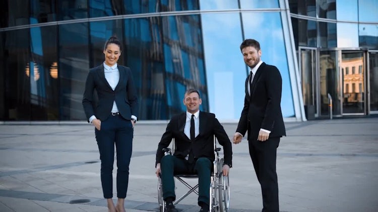 Person With Disability Discusses Business: Stock Video