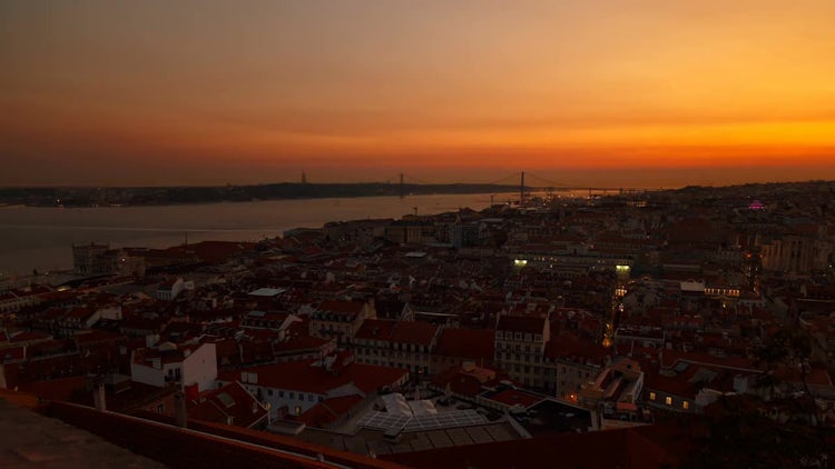 Day To Night Lisbon, Portugal: Stock Video