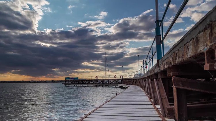 Sunset Over The Fishing Pier: Stock Video