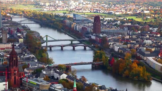 Maine River Frankfurt Germany Pack: Stock Video