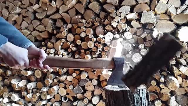 Splitting Firewood: Stock Video